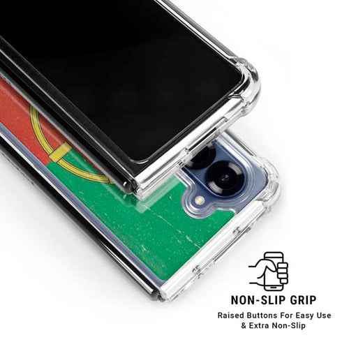 Portugal Flag Distressed Galaxy Z Fold6 Clear Case